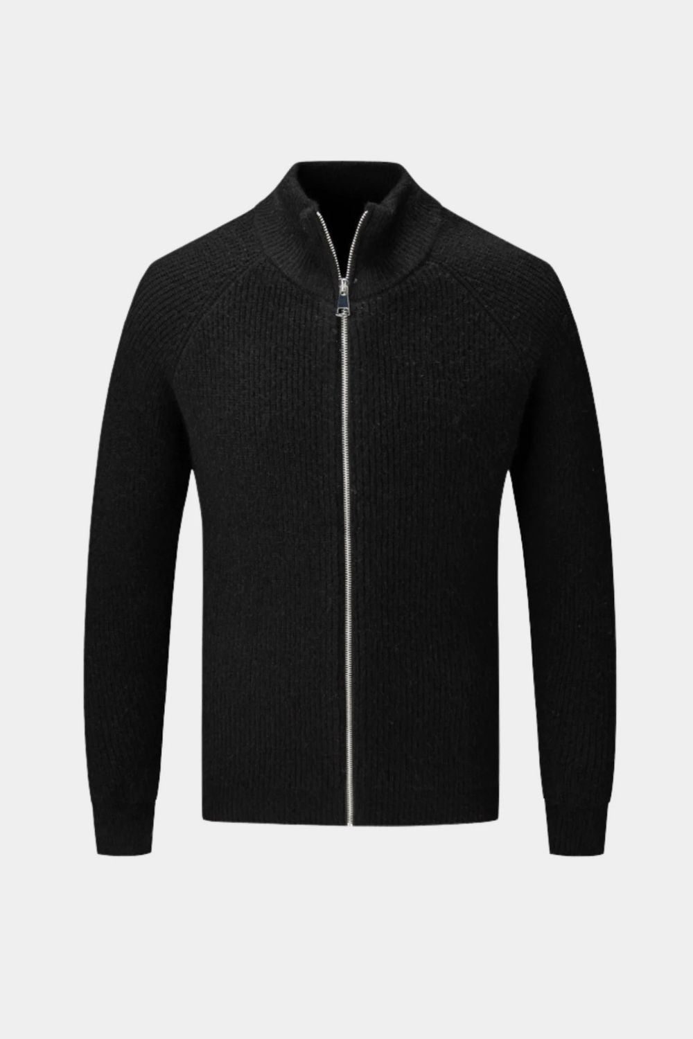 Black Zip-Up Knit Jacket