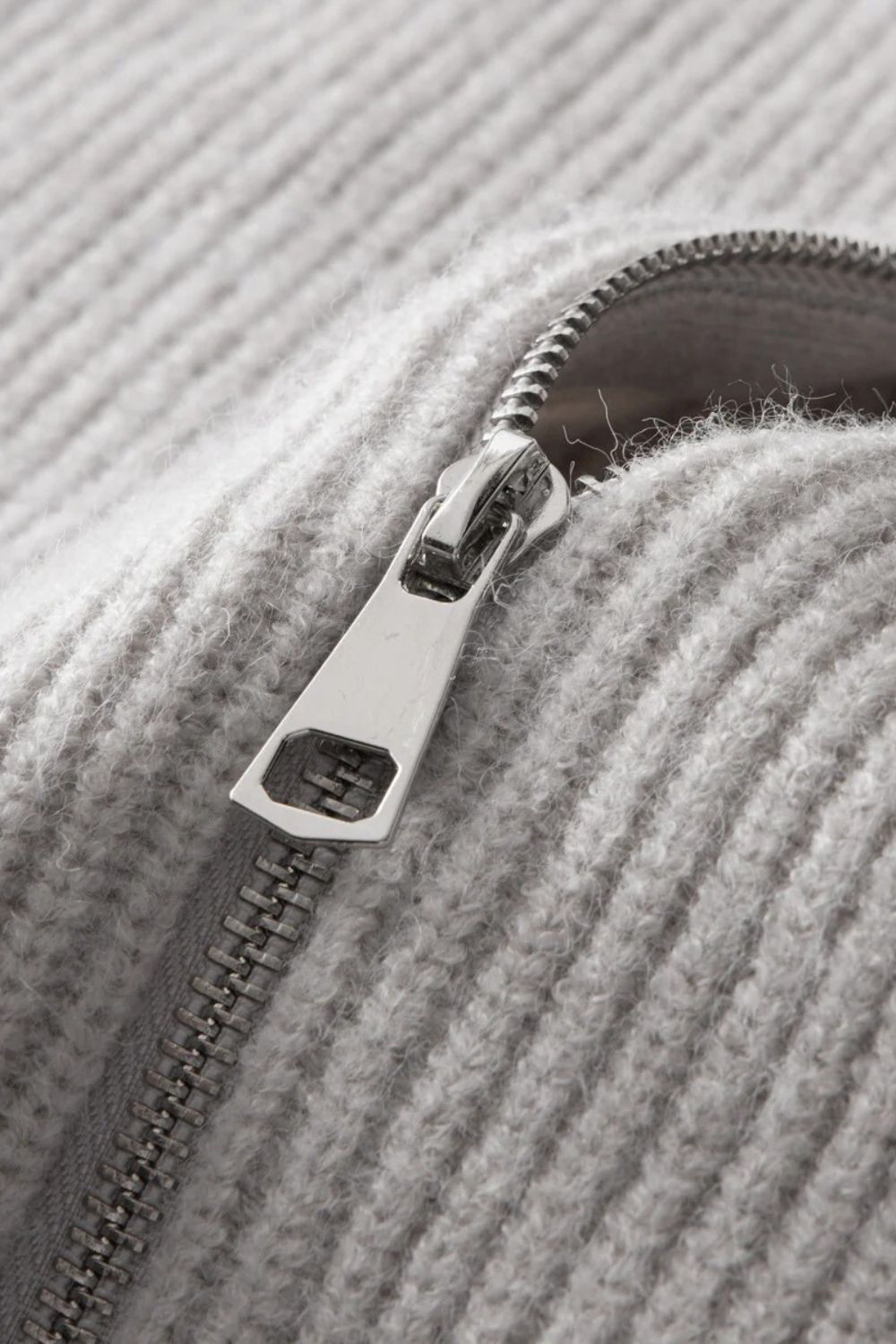 Gray Zip-Up Knit Jacket
